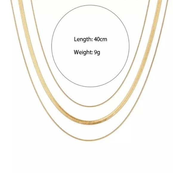 18K Gold Three Layers Snake Bone Chain Necklace, NICE NECKLACE, CUTE NECKLACE - Picture 5 of 5